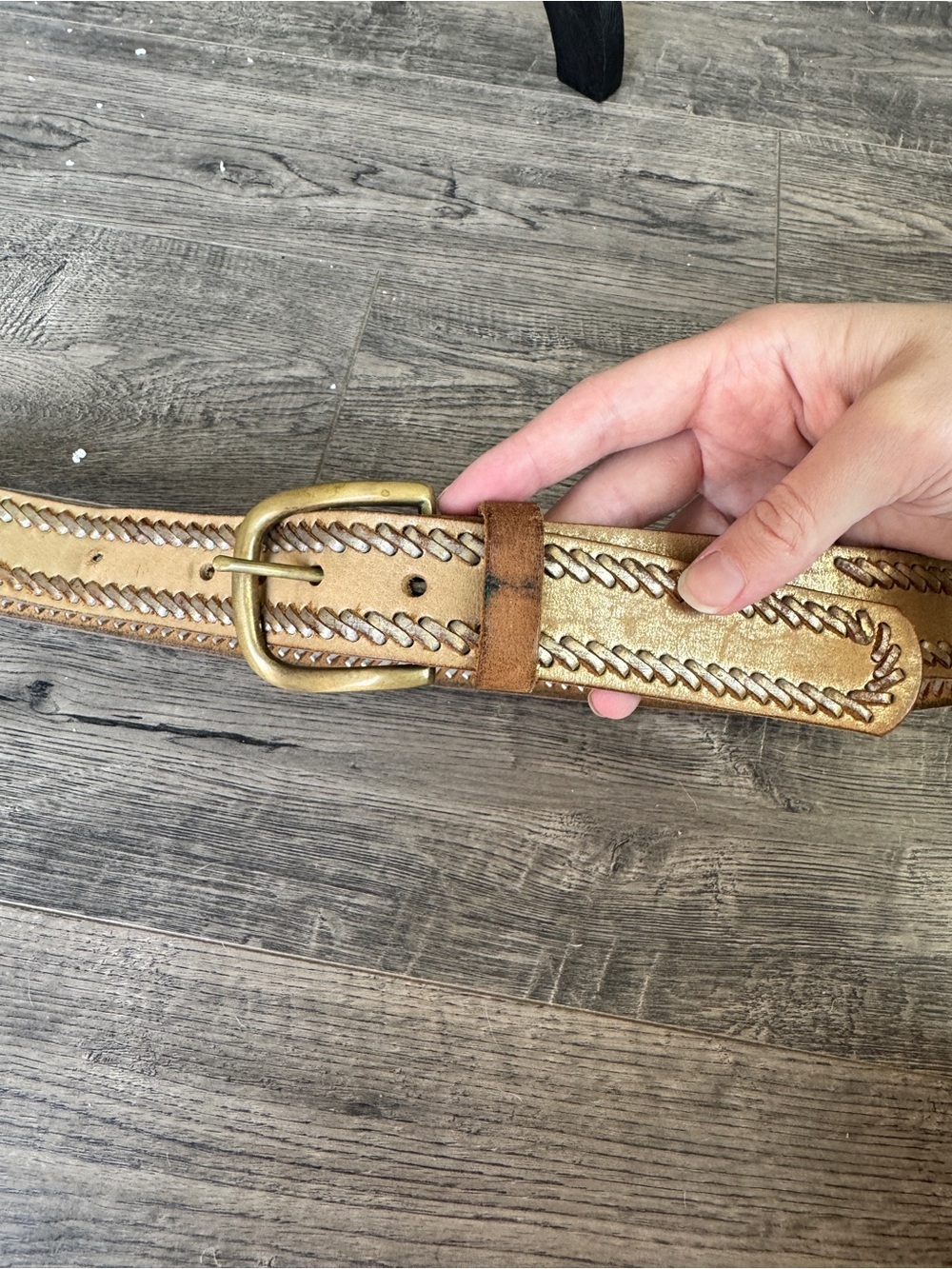 Nine West Tan Braided Leather Belt with Brass Buckle - Picture 5 of 7